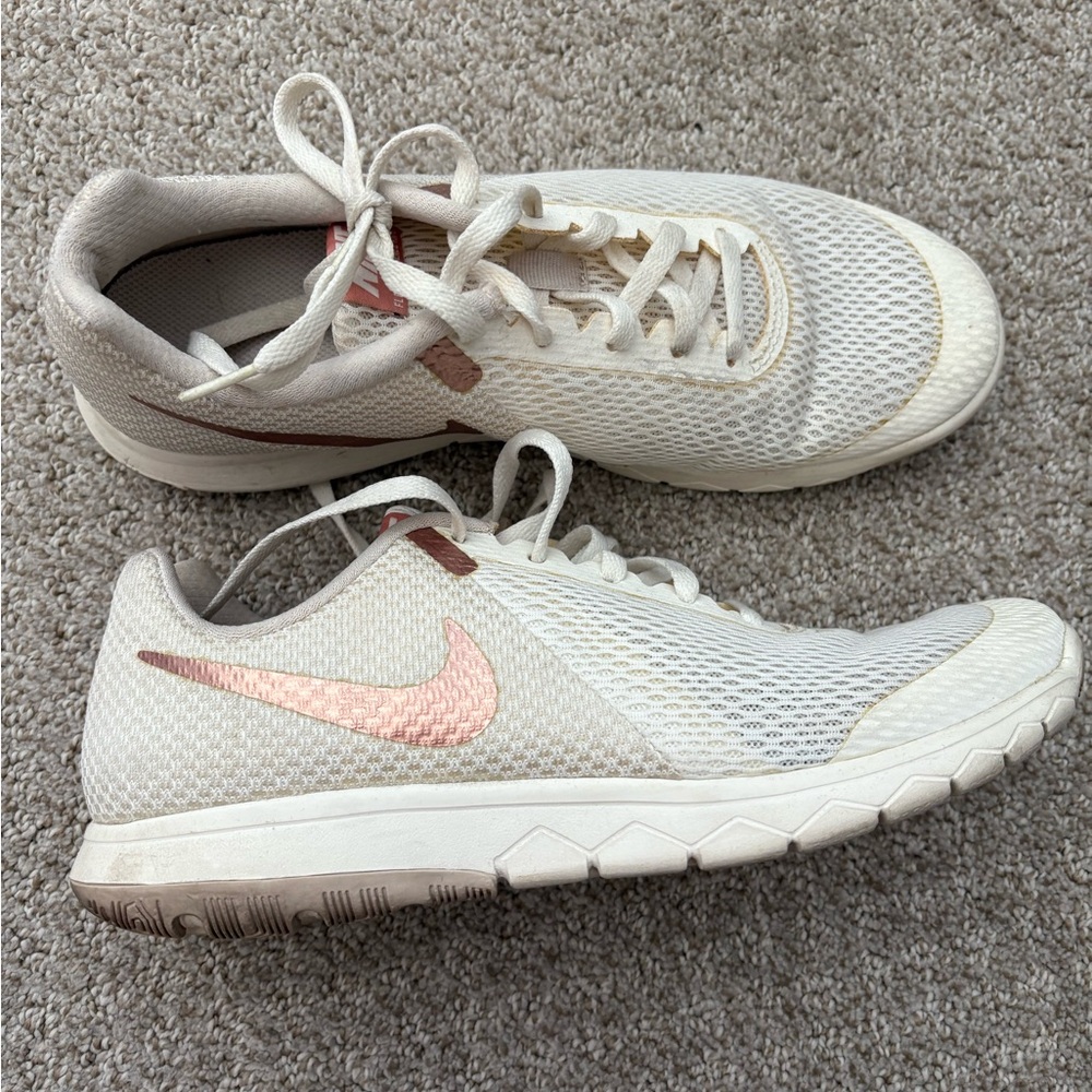 White and rose gold Nikes